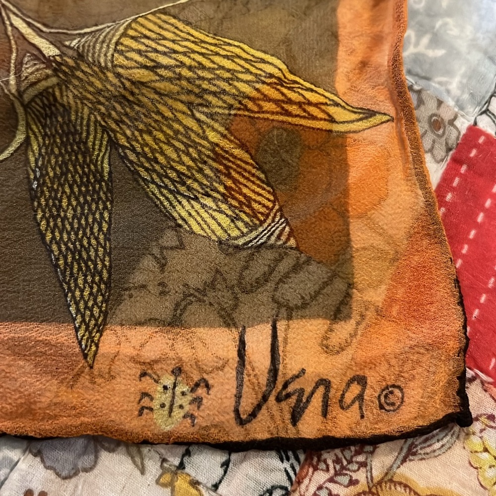 Vintage Vera Neumann ladybug sheer silk scarf 23” square